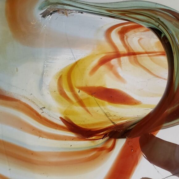 Exquisite Vtg Swirly Colored Glass Swan Bowl Dish - Picture 9 of 11